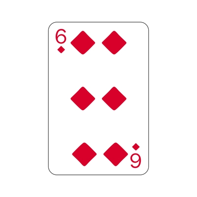 Six of diamonds playing card flat vector illustration