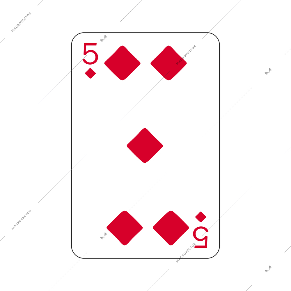 Flat five of diamonds playing card vector illustration