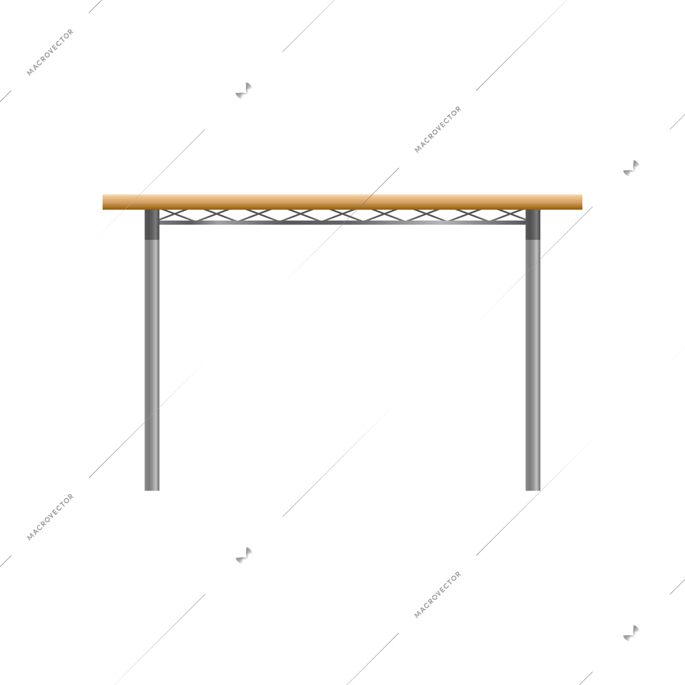 Modern metal kitchen table with wooden top flat vector illustration