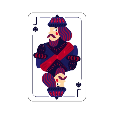 Flat playing card knave of clubs vector illustration