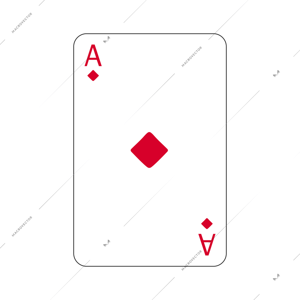 Ace of diamonds playing card isolated on white background flat vector illustration