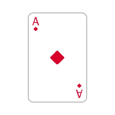 Ace of diamonds playing card isolated on white background flat vector illustration