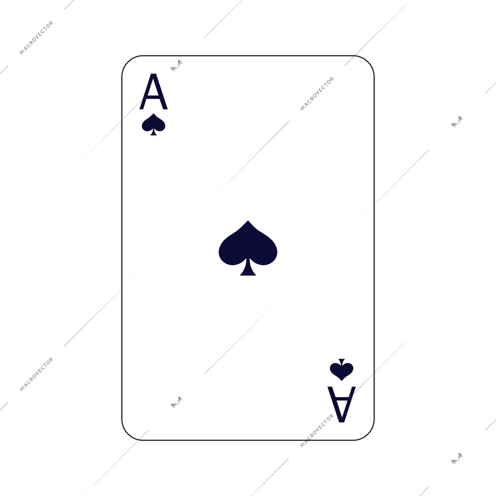 Ace of spades flat playing card isolated vector illustration