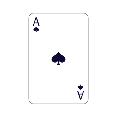 Ace of spades flat playing card isolated vector illustration