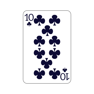 Playing card ten of clubs flat vector illustration