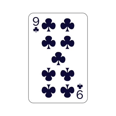 Flat playing card nine of clubs vector illustration