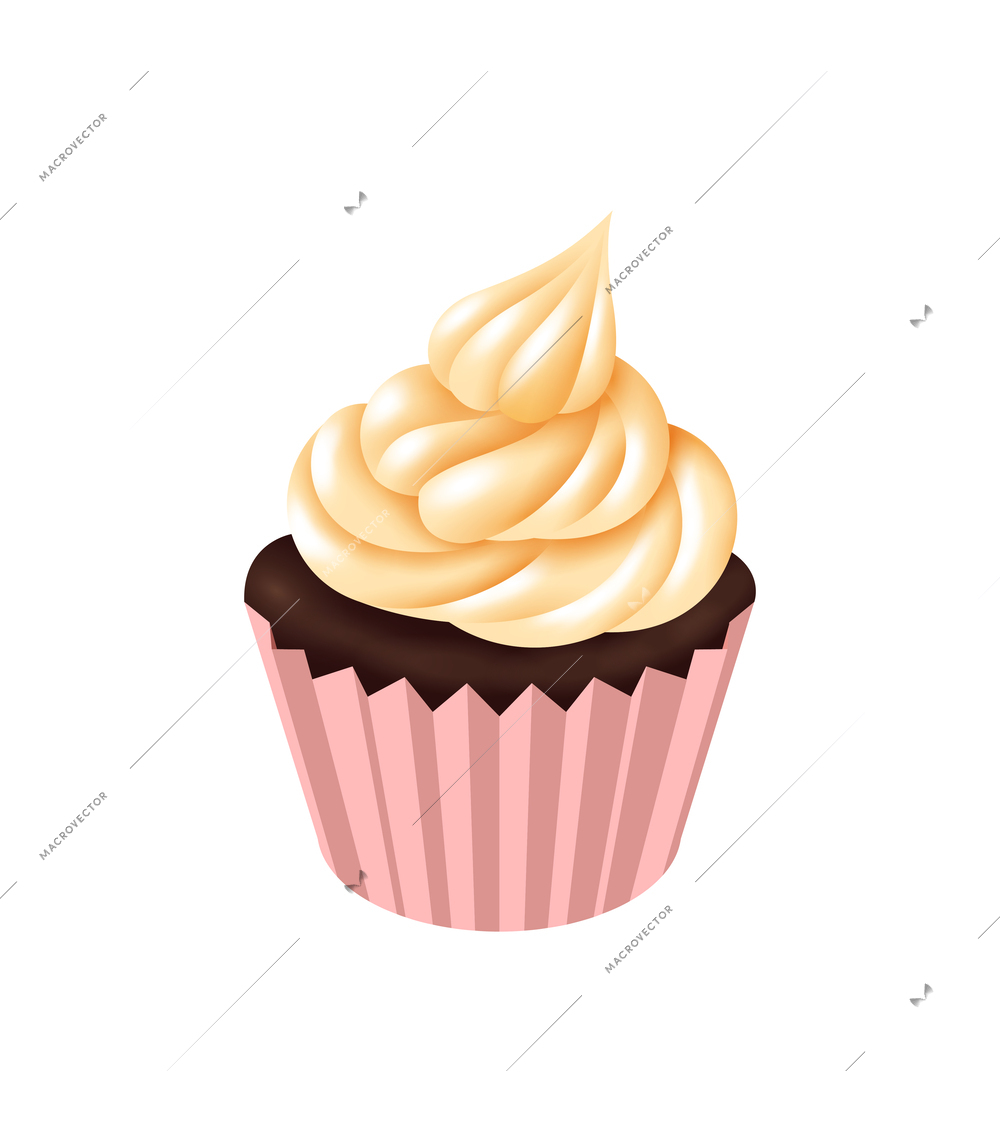 Cupcake with cream topping cartoon vector illustration