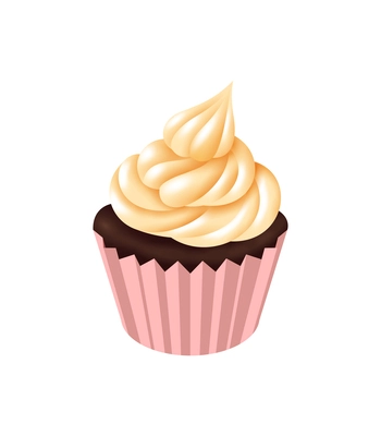 Cupcake with cream topping cartoon vector illustration