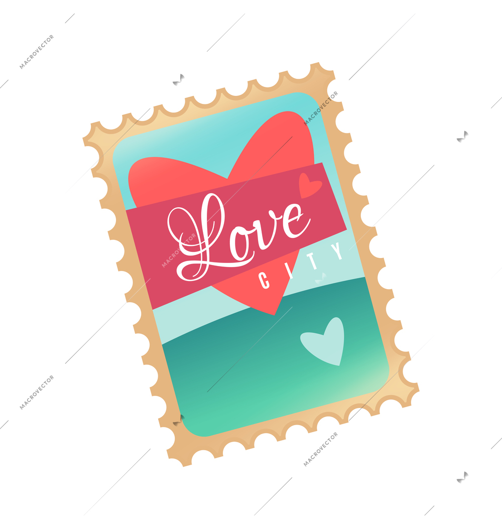 Love city postage stamp cartoon icon vector illustration