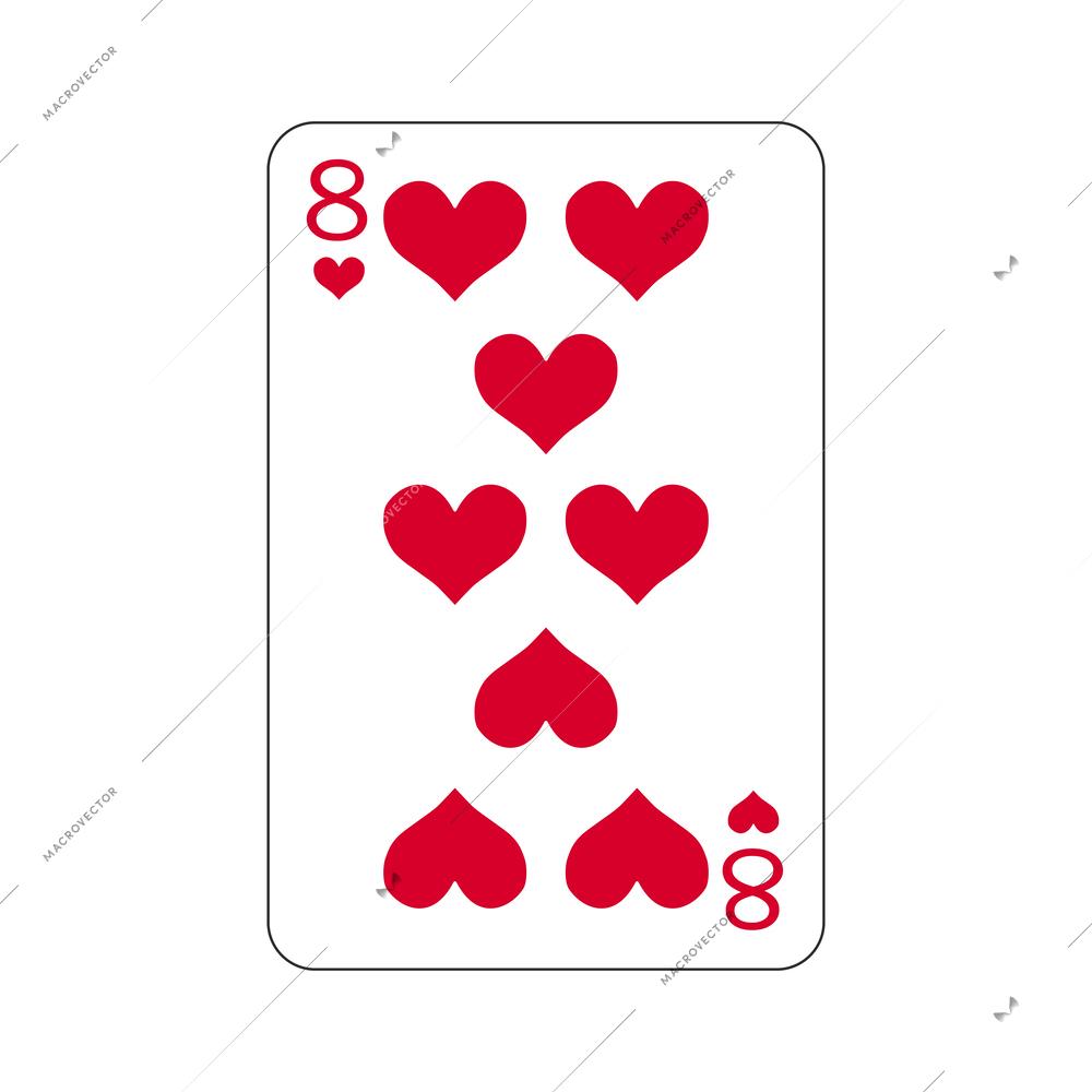 Flat playing cards eight of hearts vector illustration