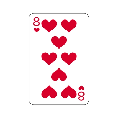 Flat playing cards eight of hearts vector illustration