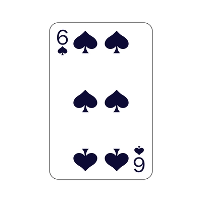 Six of spades playing card flat vector illustration