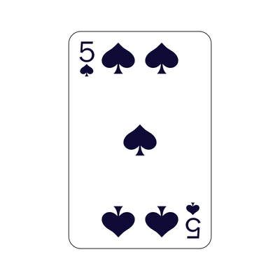 Five of spades playing card flat vector illustration