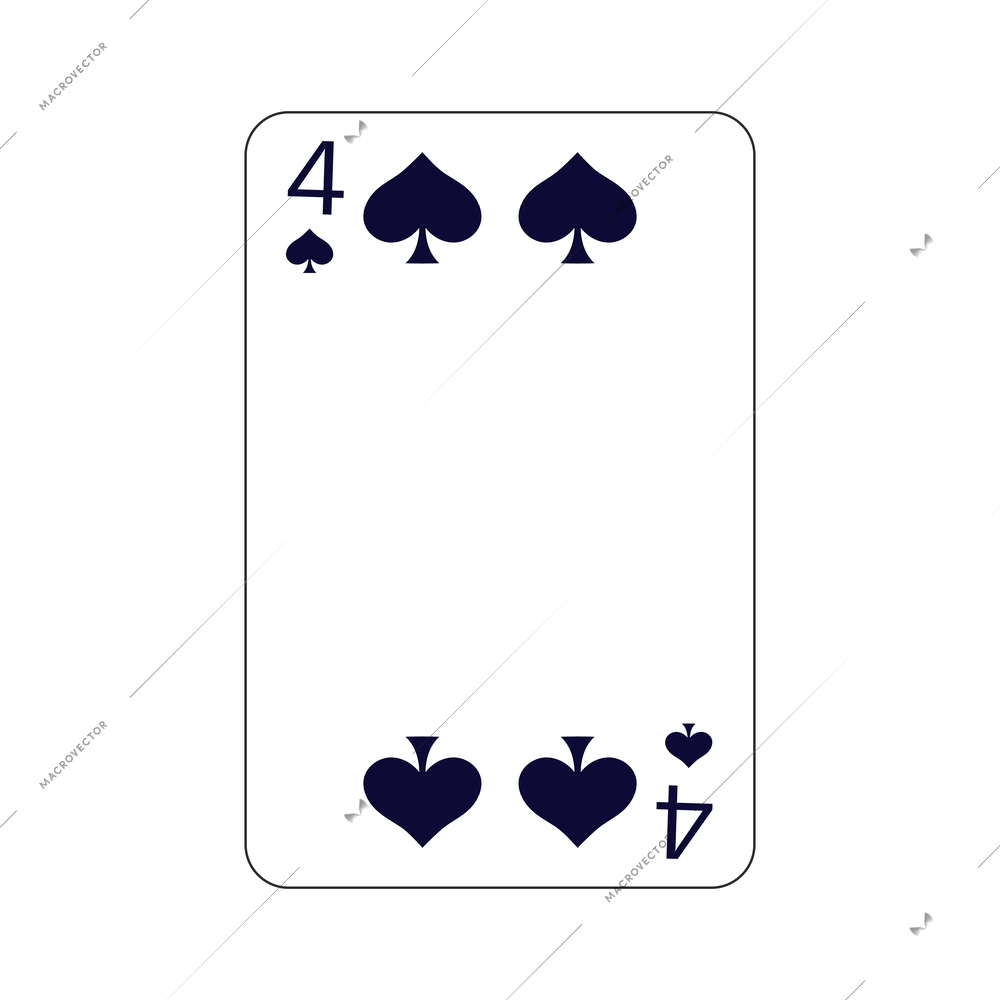 Four of spades playing card flat vector illustration