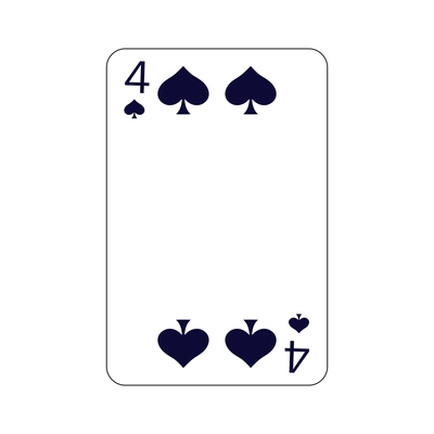 Four of spades playing card flat vector illustration