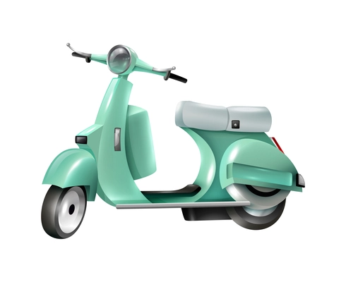 Cartoon mint colored vintage scooter vector illustration