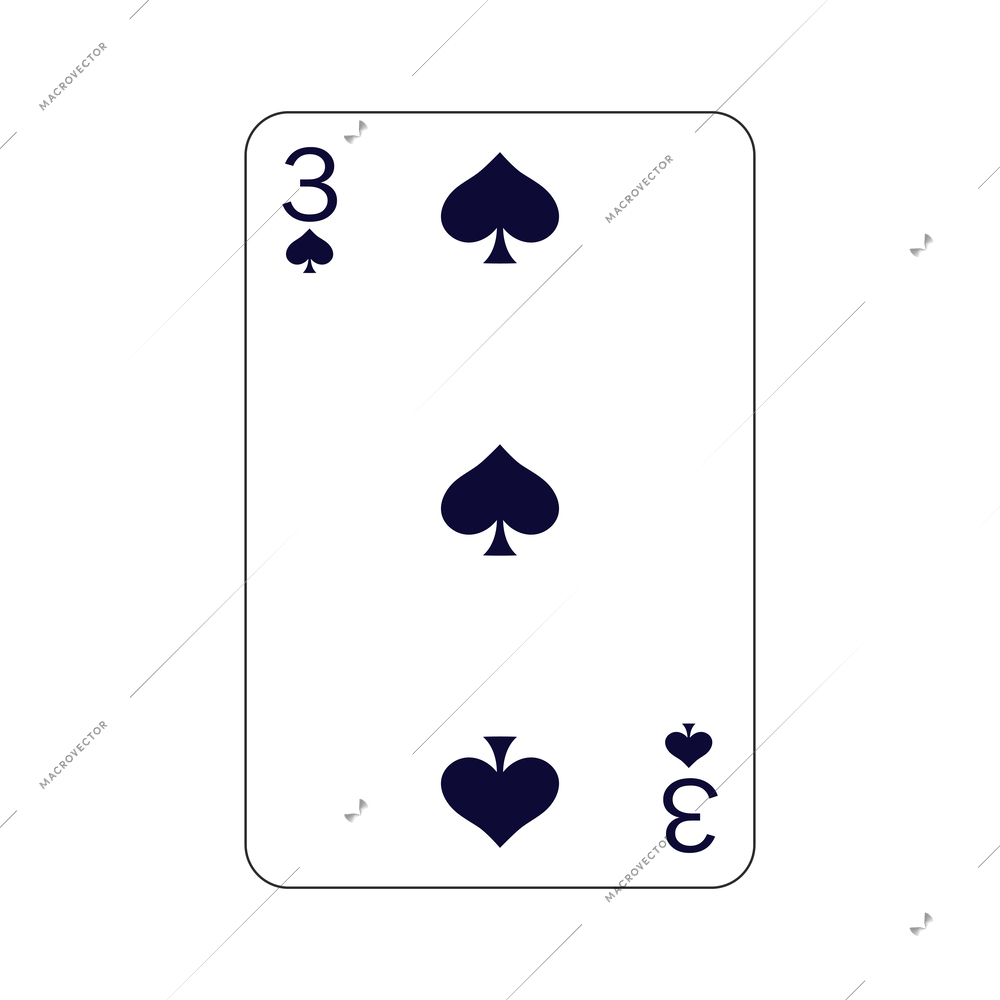 Flat three of spades playing card vector illustration