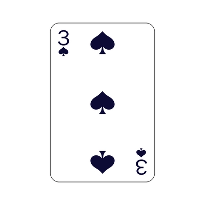 Flat three of spades playing card vector illustration