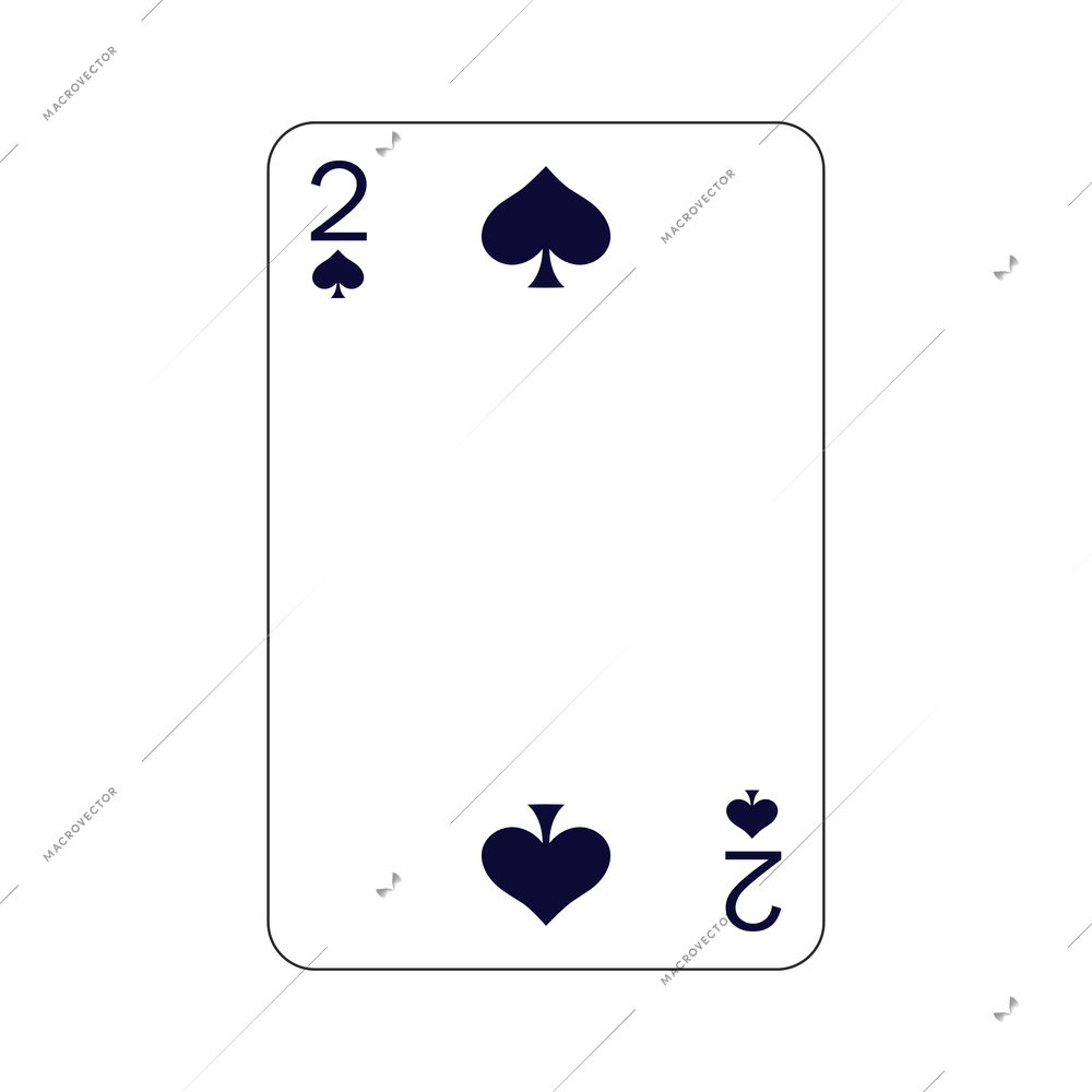 Two of spades playing card in flat style vector illustration