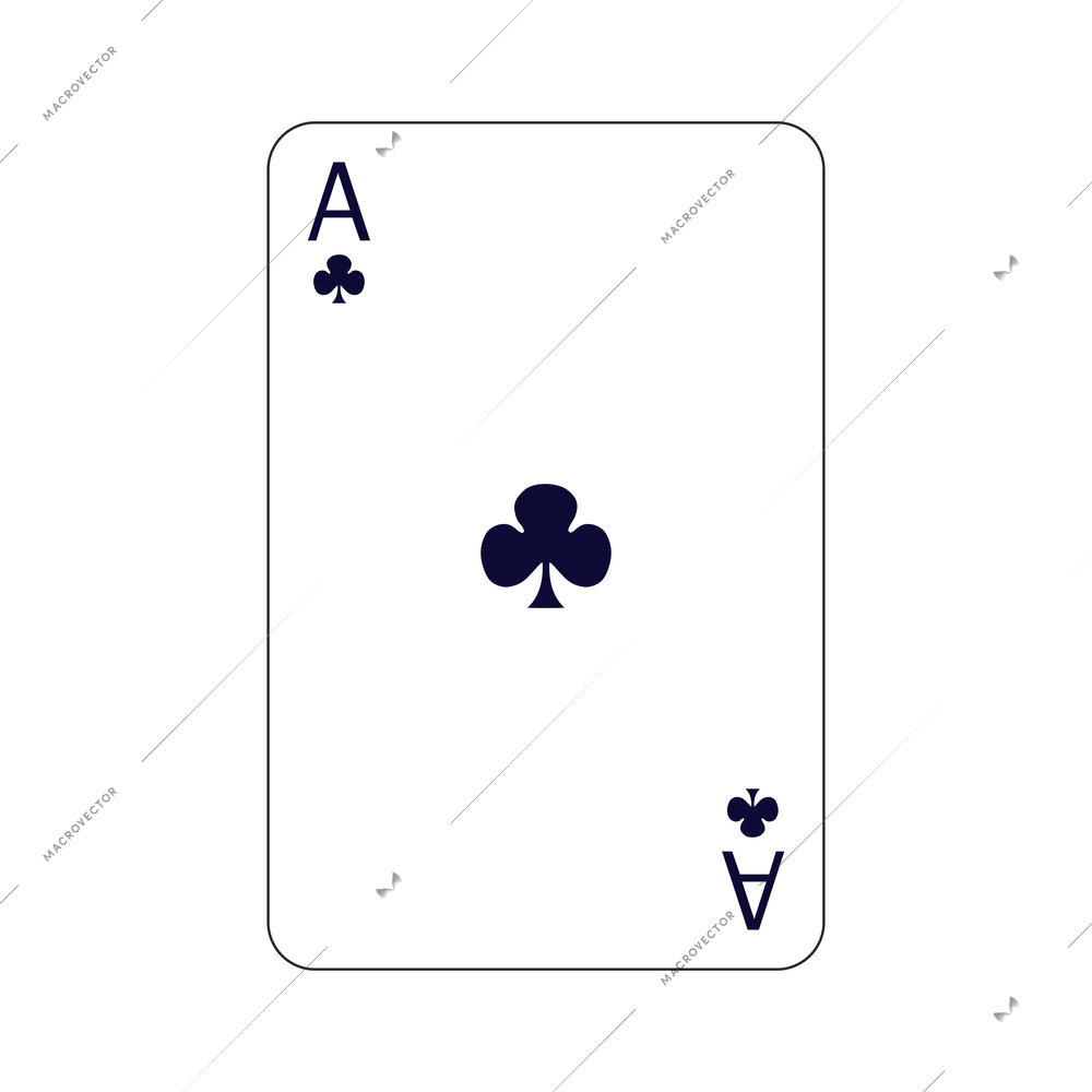 Ace of clubs flat playing card isolated vector illustration