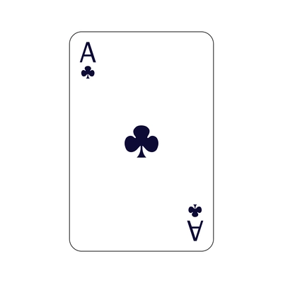 Ace of clubs flat playing card isolated vector illustration