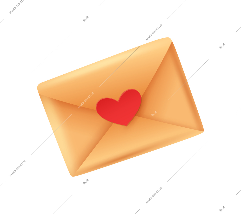 Love letter in envelope with red heart cartoon icon vector illustration