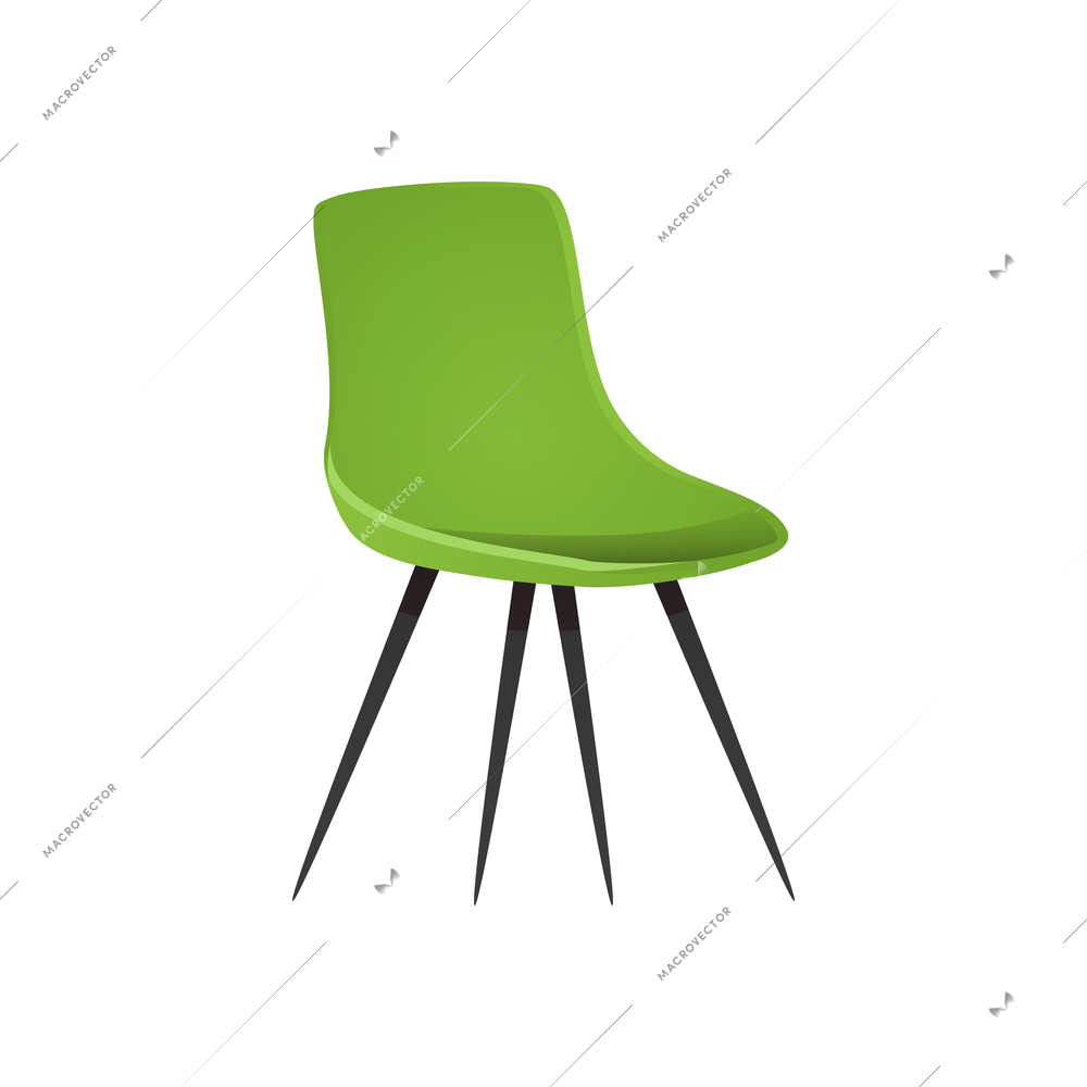 Flat green plastic kitchen chair vector illustration