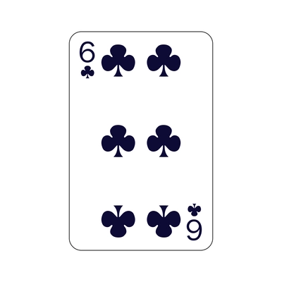 Flat six of clubs playing card vector illustration