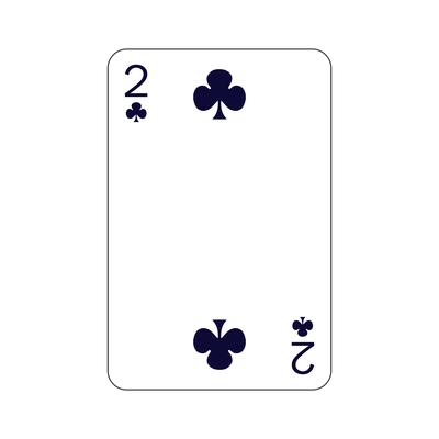 Two of clubs playing card flat vector illustration