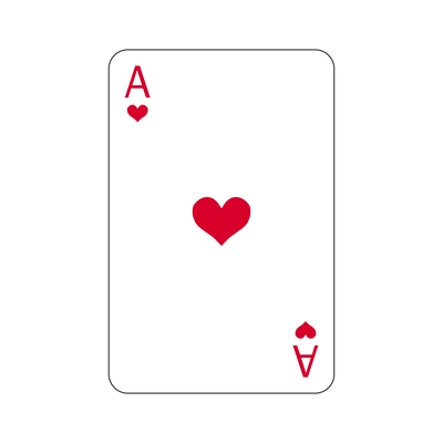 Flat ace of hearts playing card isolated vector illustration