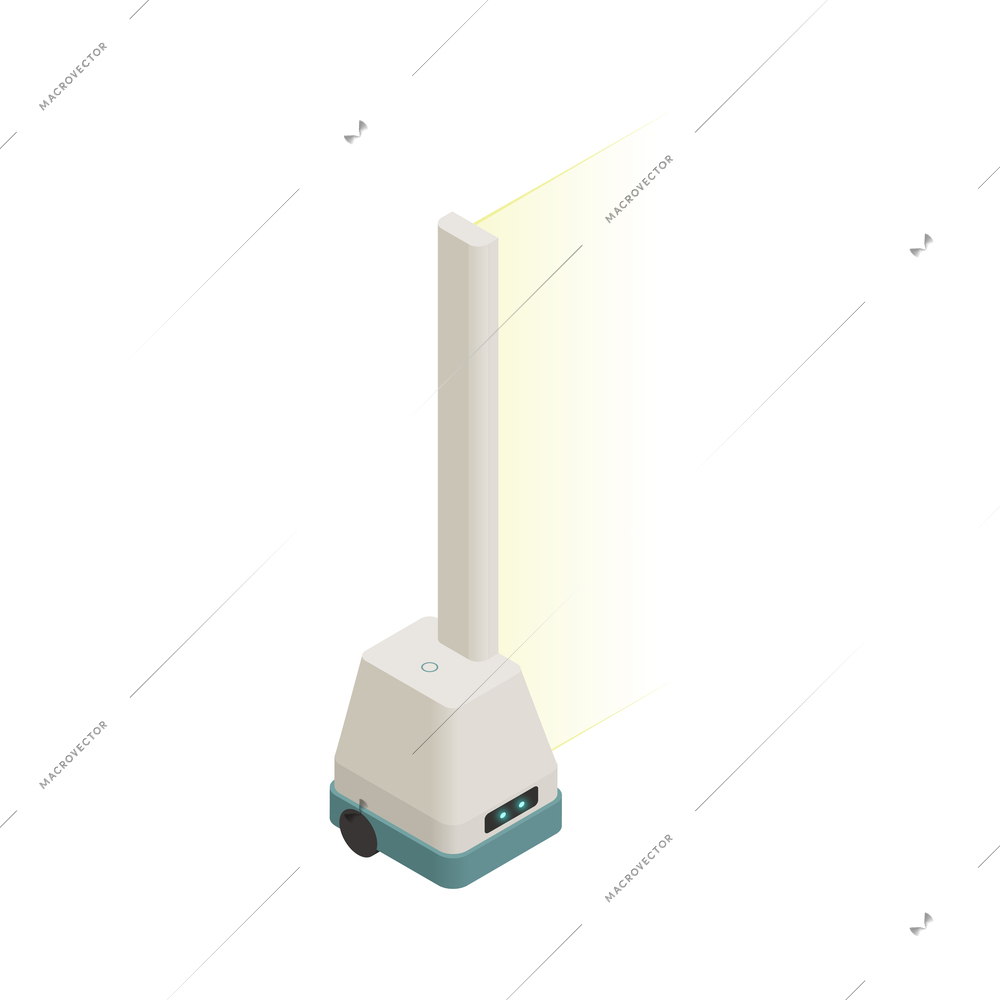 Automated shopping technologies isometric icon with robotic scanner 3d vector illustration