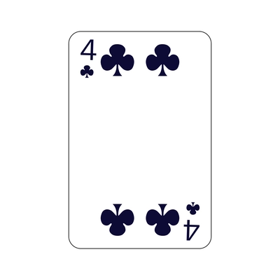 Playing card four of clubs flat vector illustration