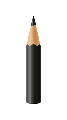 Realistic short black pencil isolated on white background vector illustration