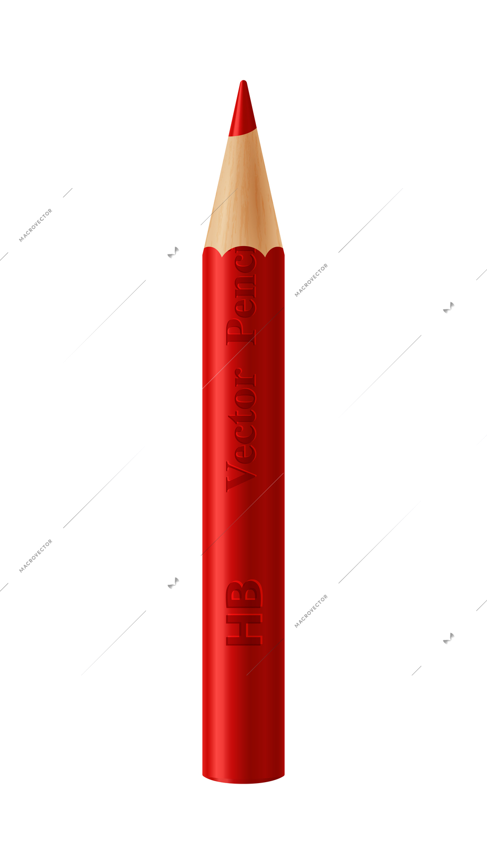 Realistic short red pencil isolated on white background vector illustration