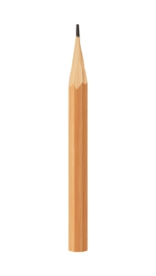 Realistic sharpened wooden lead pencil isolated on white background vector illustration