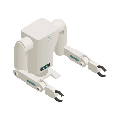 Automated shopping technologies isometric icon with unmanned robotic helper vector illustration