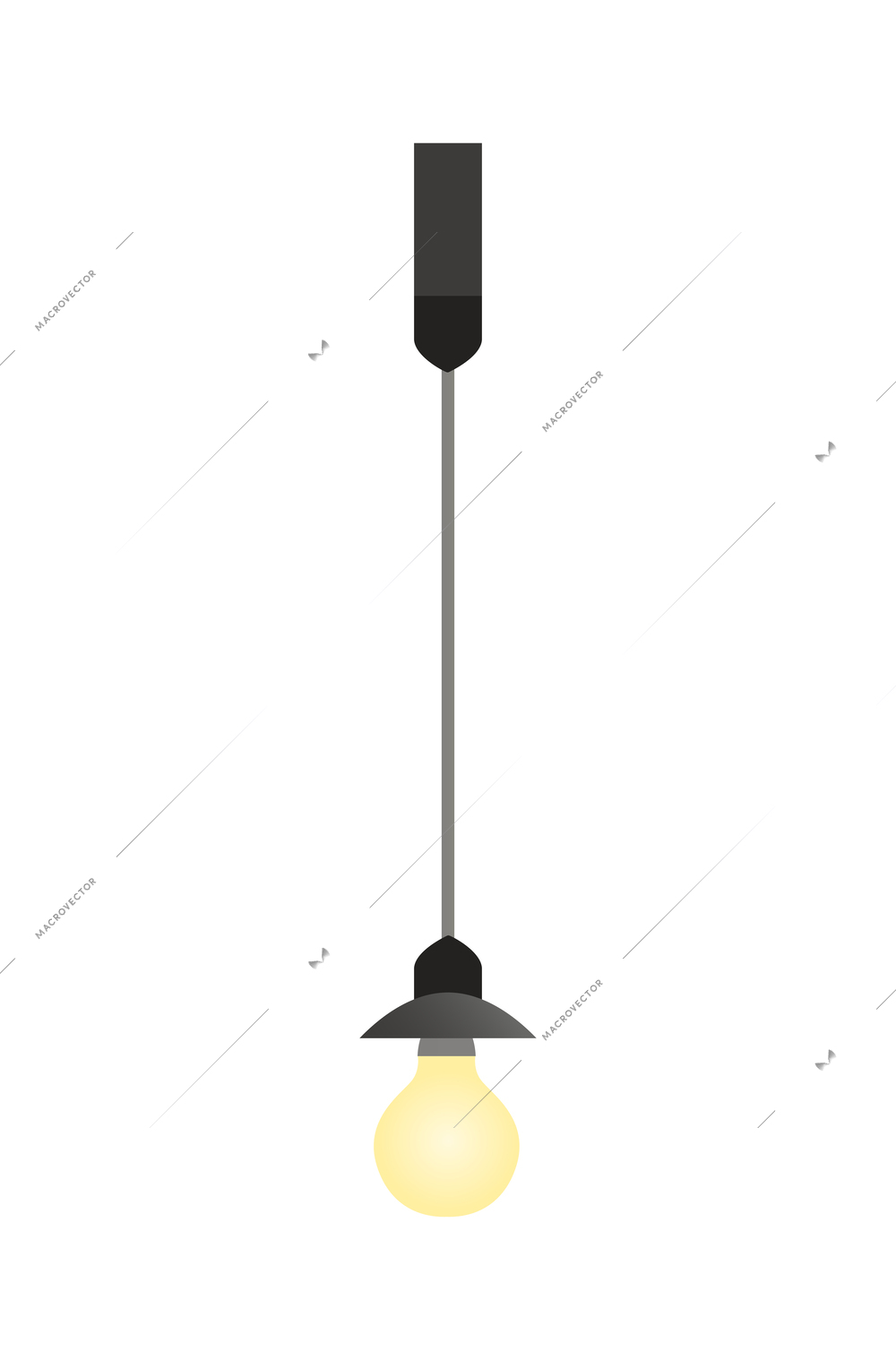 Hanging light bulb flat icon vector illustration