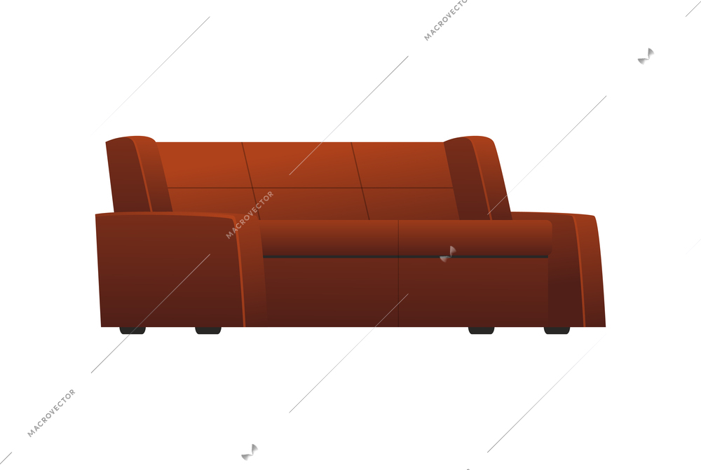 Modern soft brown sofa flat icon vector illustration