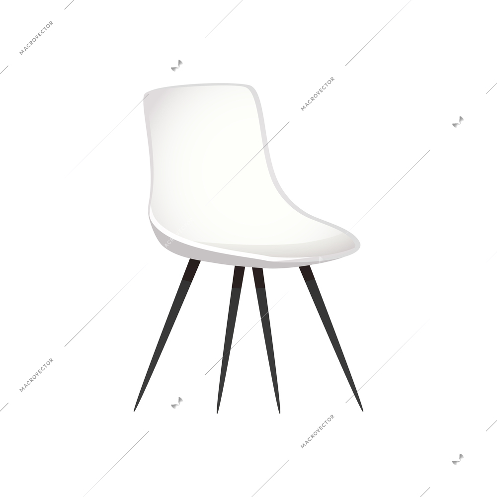 Modern white kitchen chair flat vector illustration