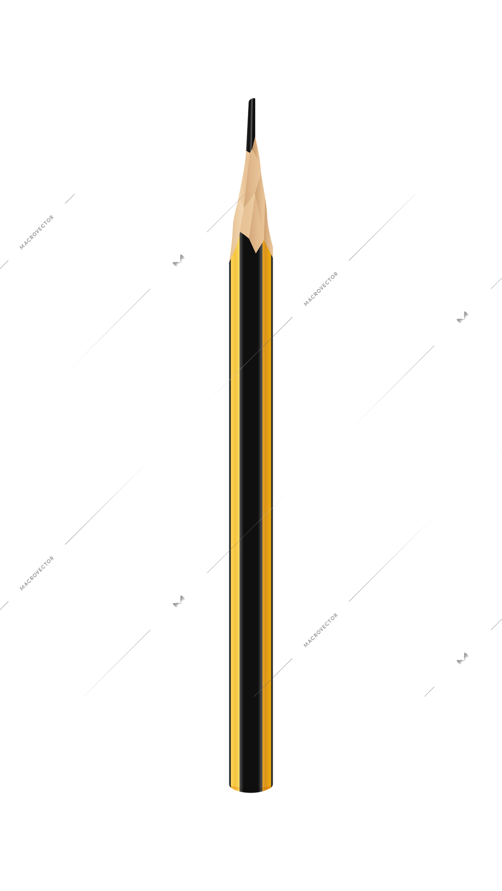 Realistic sharpened lead pencil on white background vector illustration