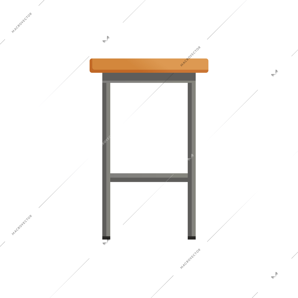 Metal stool with wooden seat flat icon vector illustration