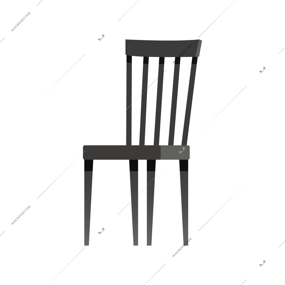 Black kitchen chair flat icon vector illustration