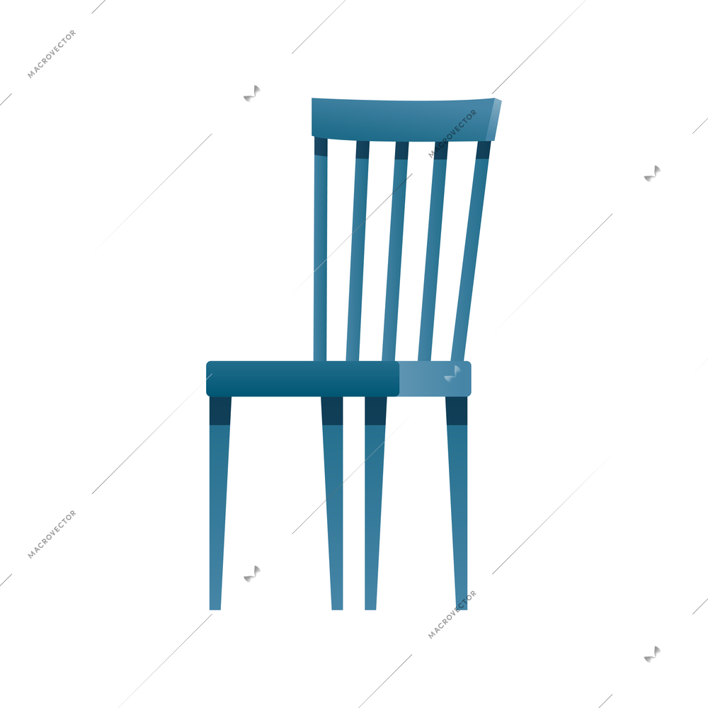 Flat blue kitchen chair icon vector illustration