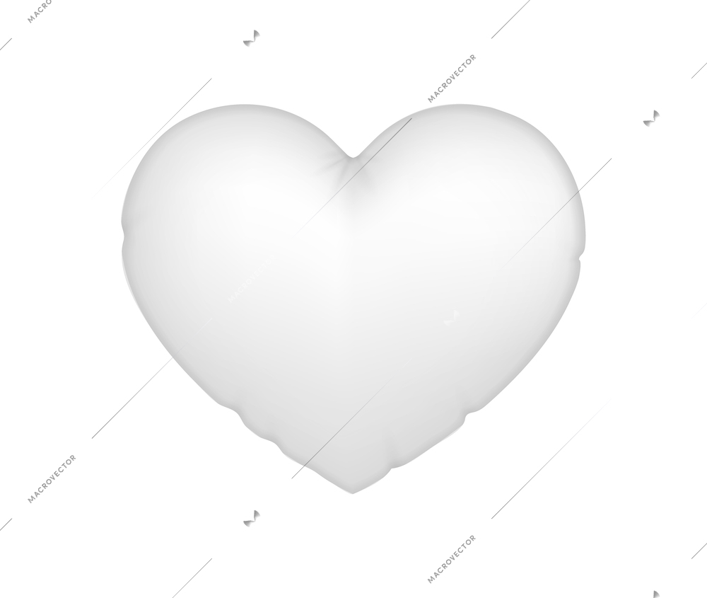 Realistic soft white heart-shaped pillow vector illustration