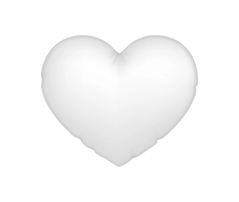 Realistic soft white heart-shaped pillow vector illustration