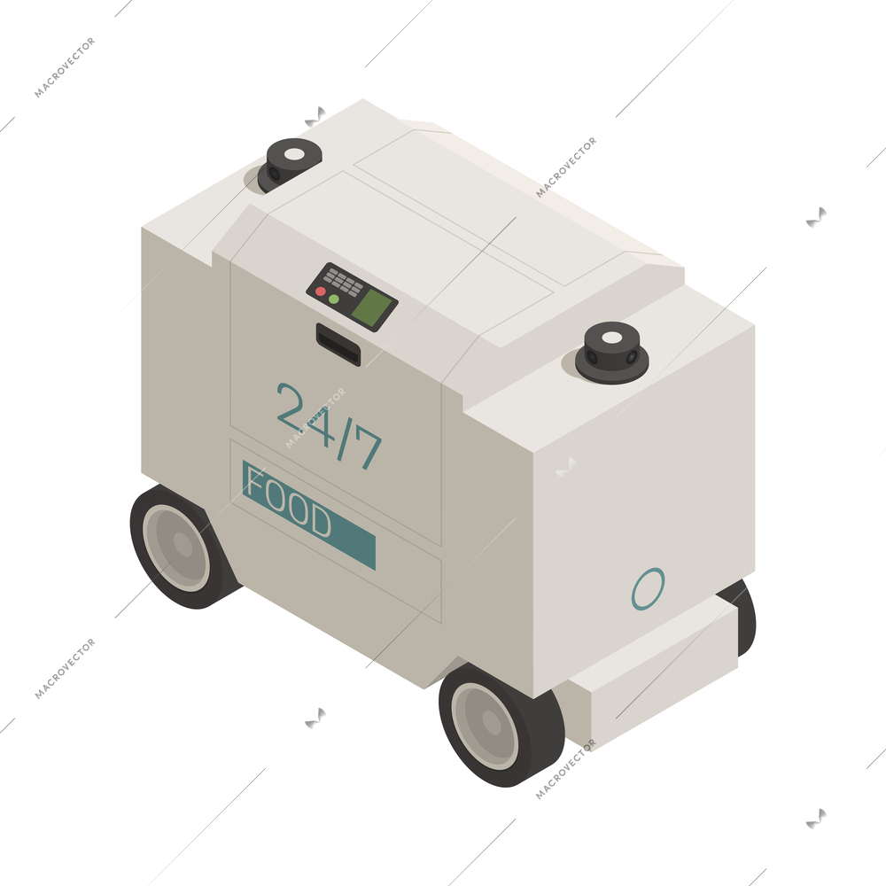 Automated shopping technologies isometric icon with delivery robot 3d vector illustration