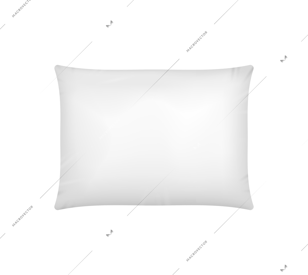 White soft bed pillow isolated realistic vector illustration