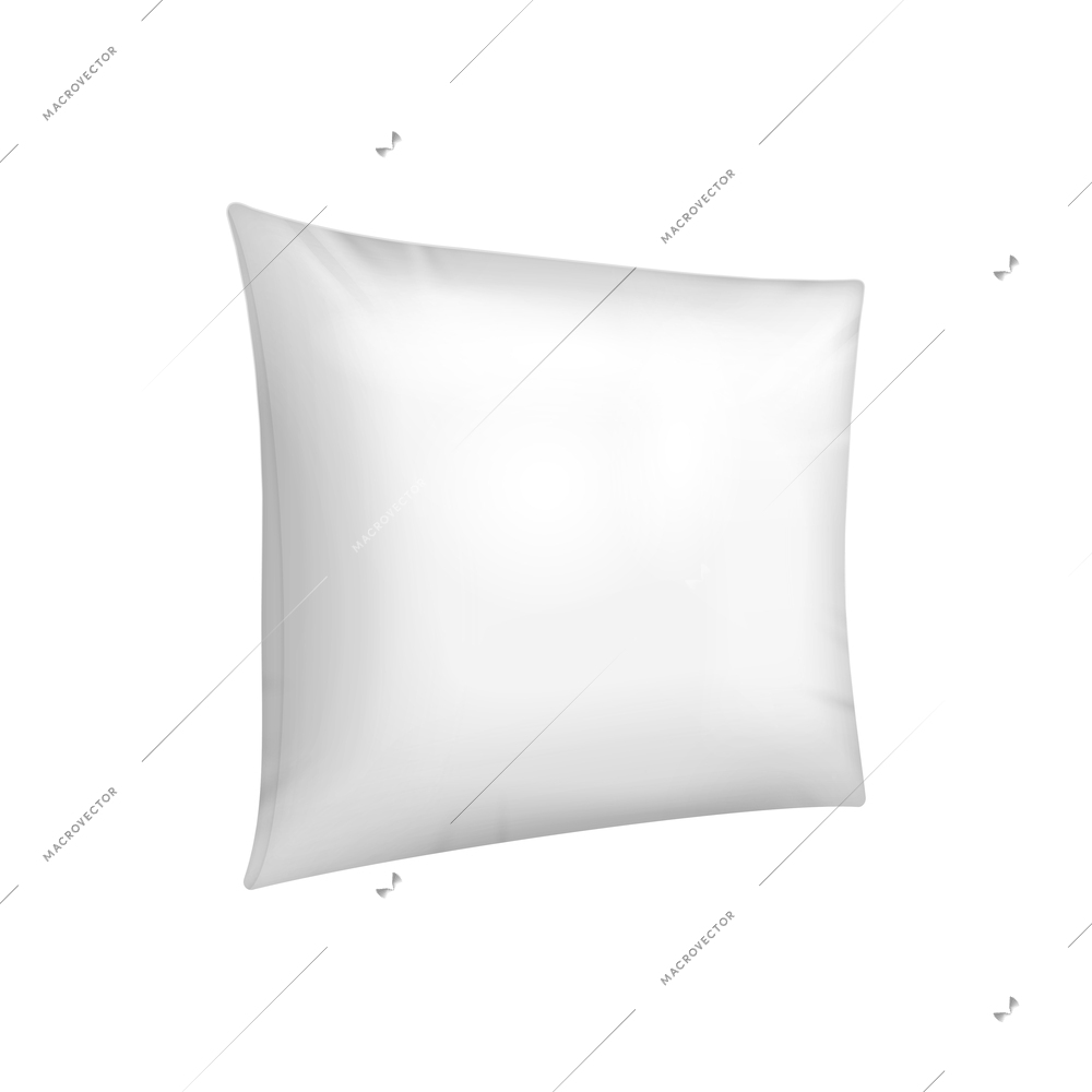 Realistic white blank pillow isolated vector illustration