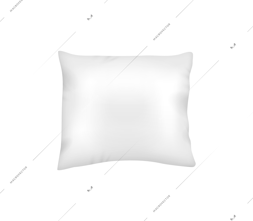 Realistic soft white square pillow isolated vector illustration