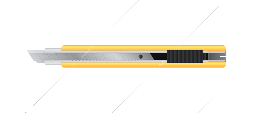 Realistic yellow paper knife isolated on white background vector illustration